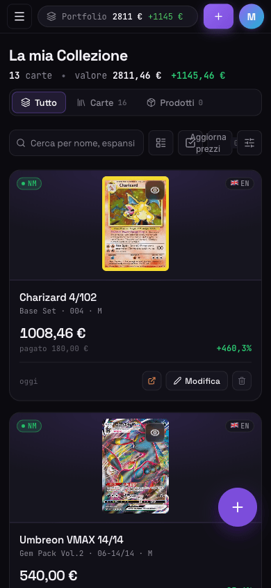 La collezione DarkDex su mobile